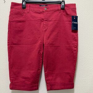 Chaps women's pale red bermuda shorts with cuffs, NWT size 14
